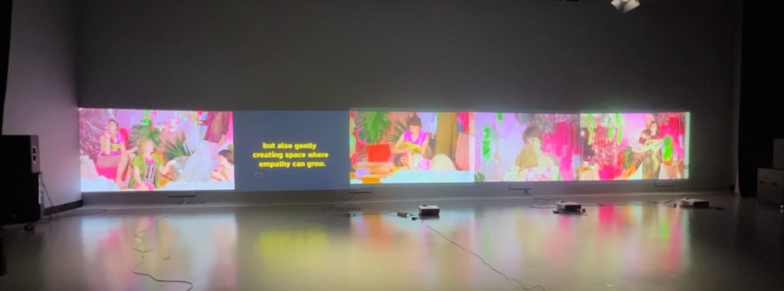 Edge of Bliss five channel video installation, projections across a gallery wall