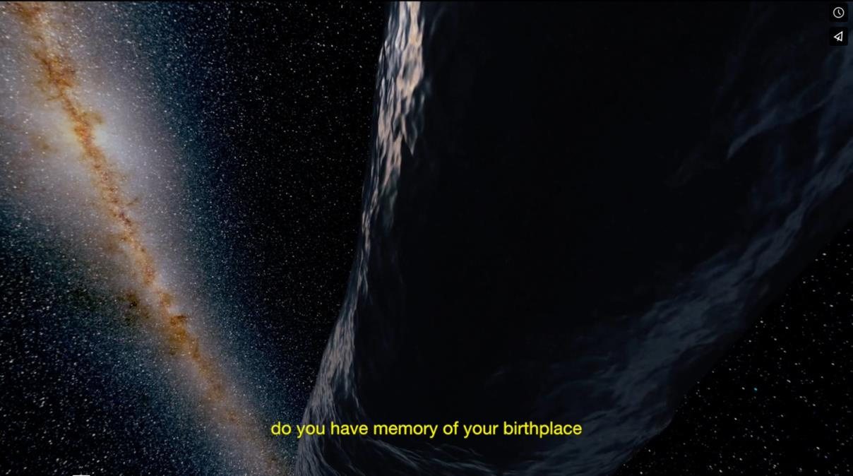 Still from Ex Nilalang: ocean and galaxy, captioned do you have memory of your birthplace