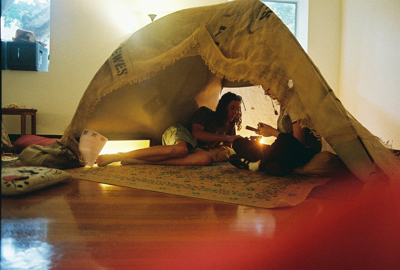 A group working on the floor map